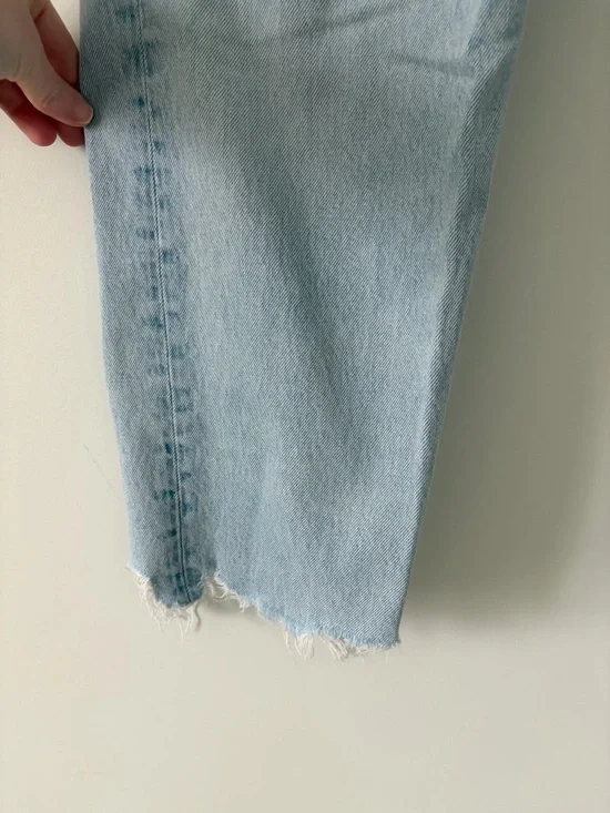 AGOLDE 90s High Rise Cropped Straight Jeans Nerve Light Wash Denim Raw Hem 28 - Picture 6 of 12